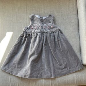 100% cotton Janie and Jack Gray Dress with Pink Accents